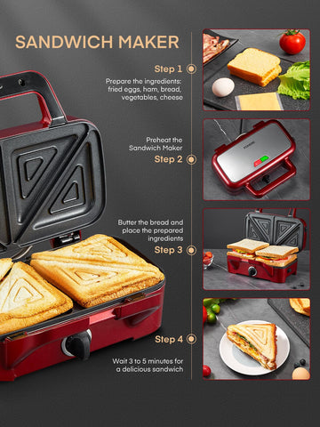 FOHERE sándwiches perfectos con placas removibles para limpieza fácil.