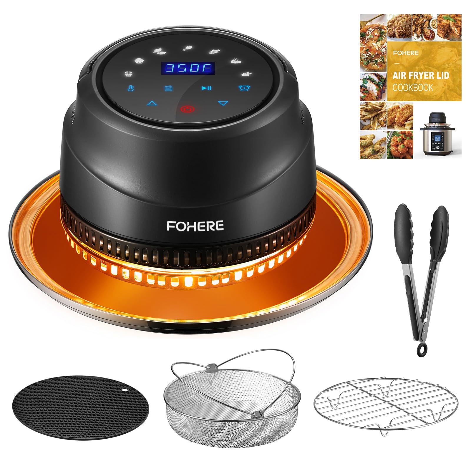 FOHERE Tapa freidora para Instant Pot 6qt/8qt, visualiza la cocción sin abrir.