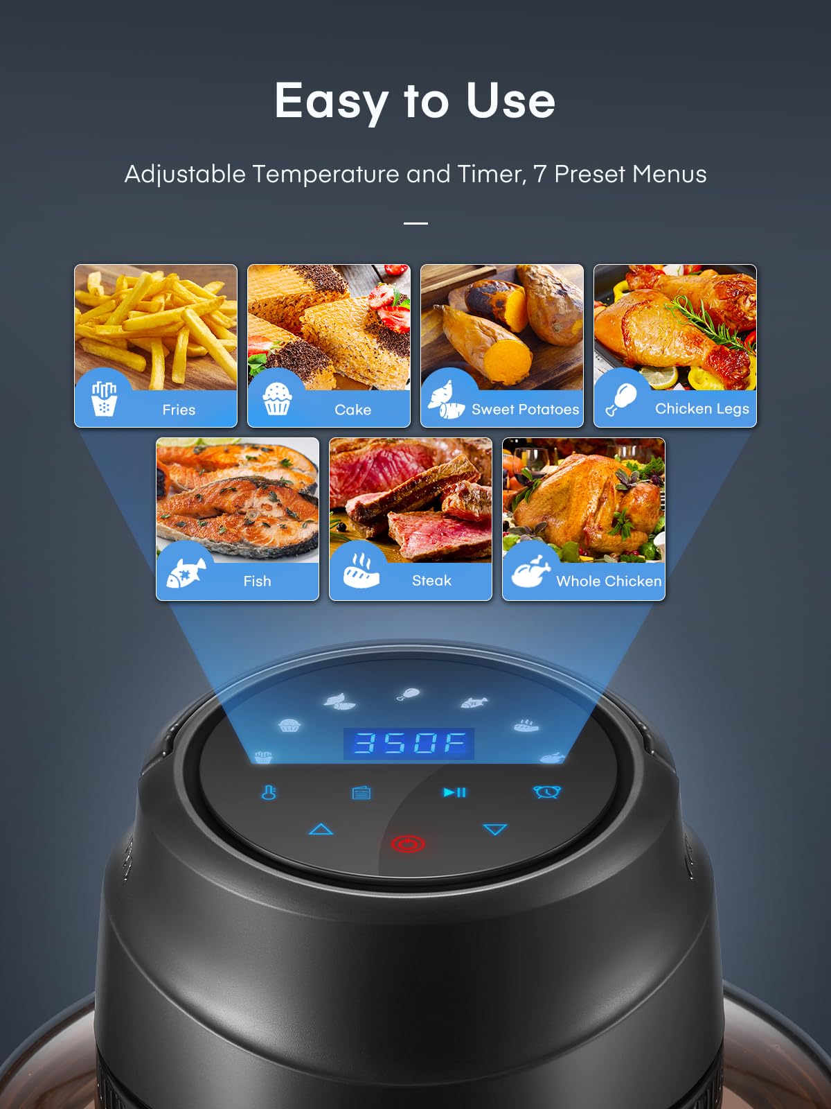 FOHERE Tapa 7 en 1 con panel táctil, control de temperatura directo.
