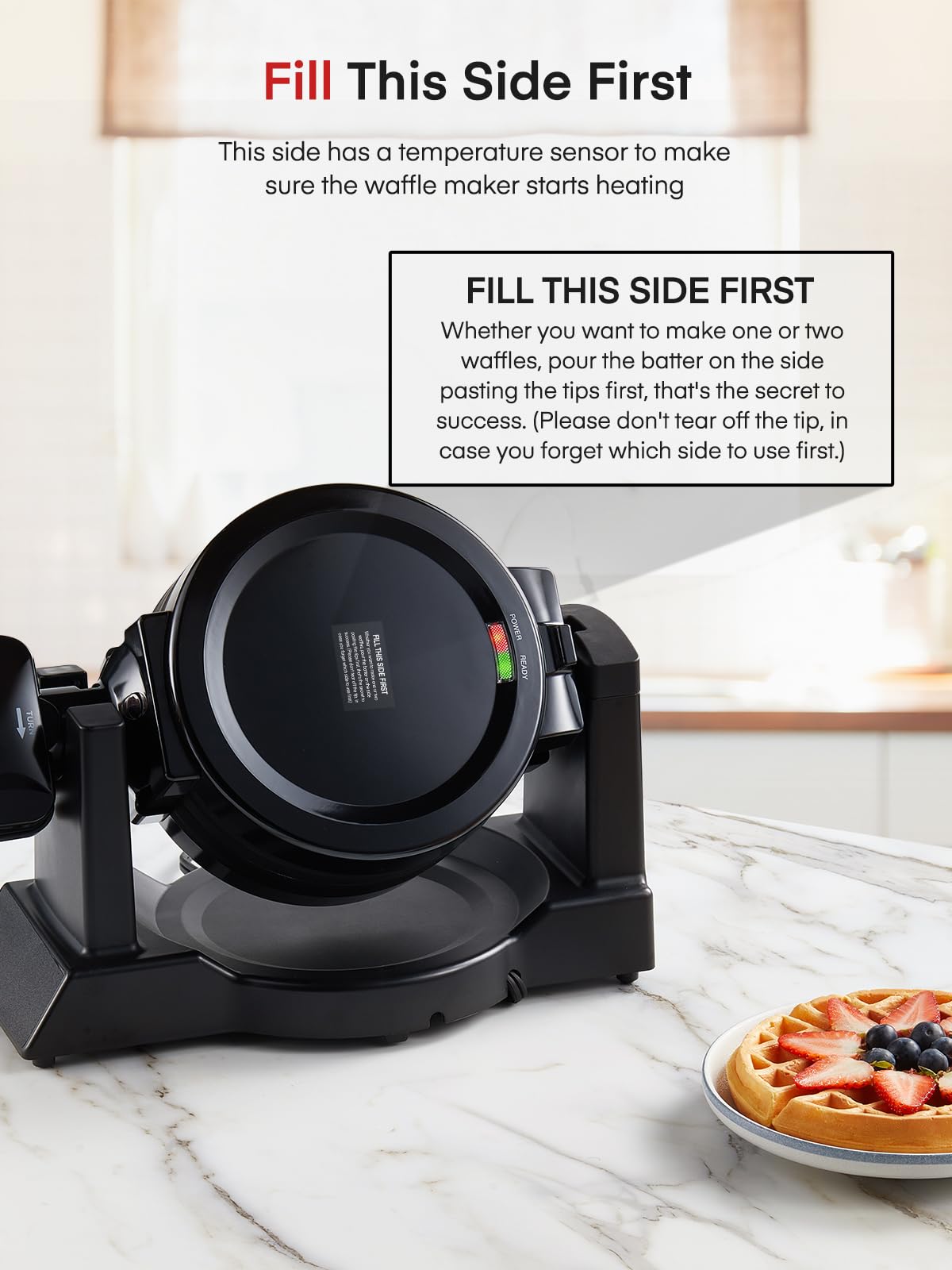 FOHERE Waffle Maker cocción rápida gracias a 1400W.