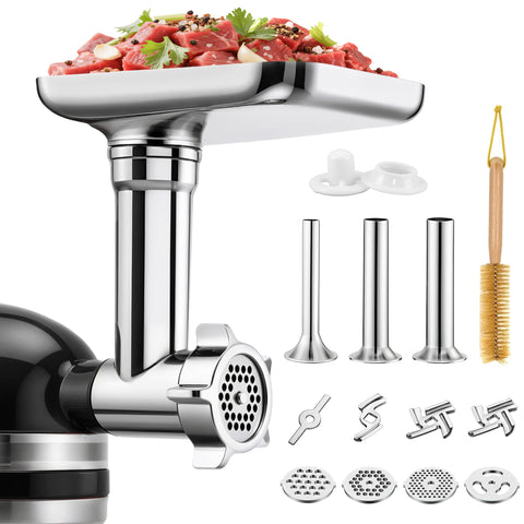 FOKIEE molino-de-carne-metal para KitchenAid, duradero y compatible con varios molidos.