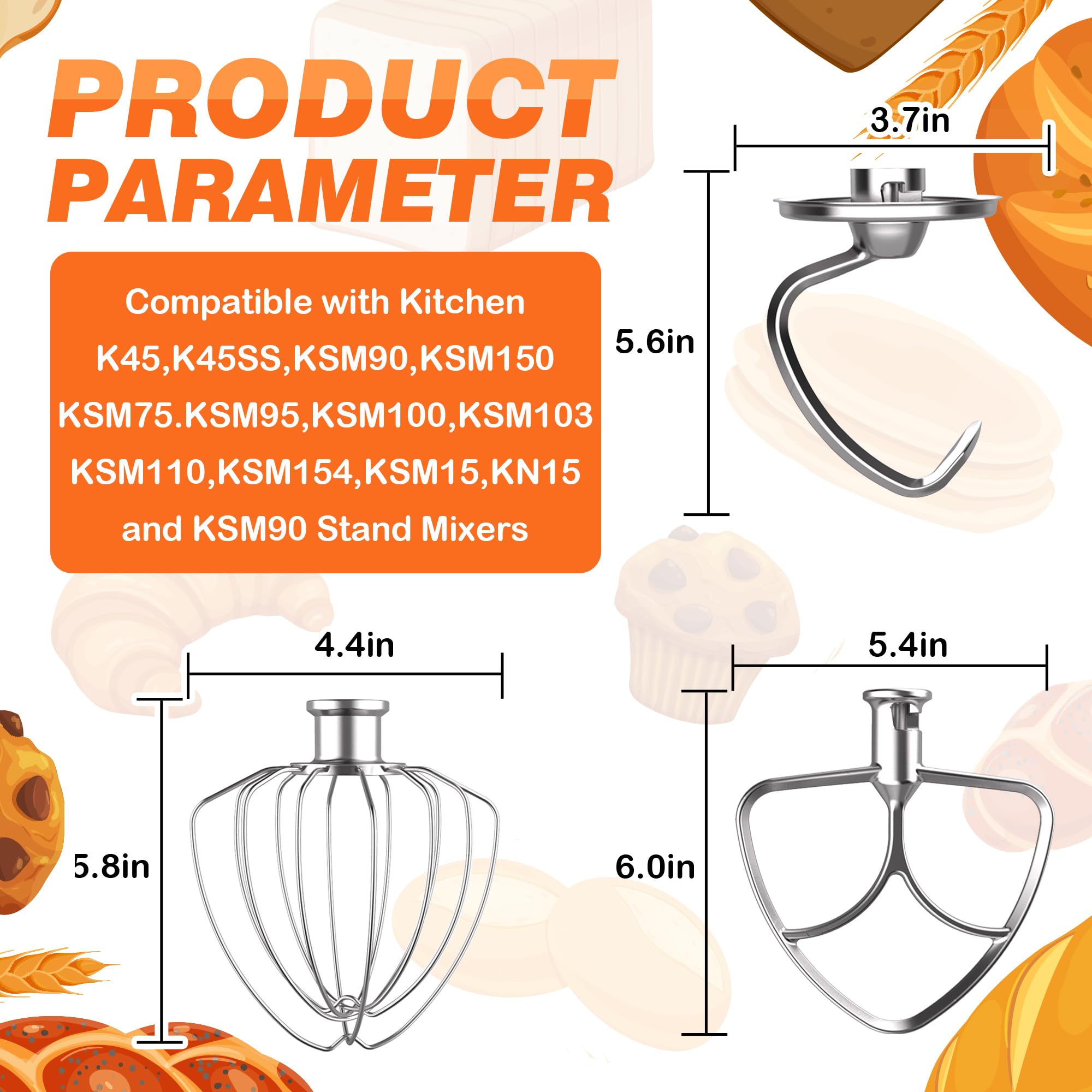 Pala plana FOKIEE K45B para mezclar masas suaves y batidos.