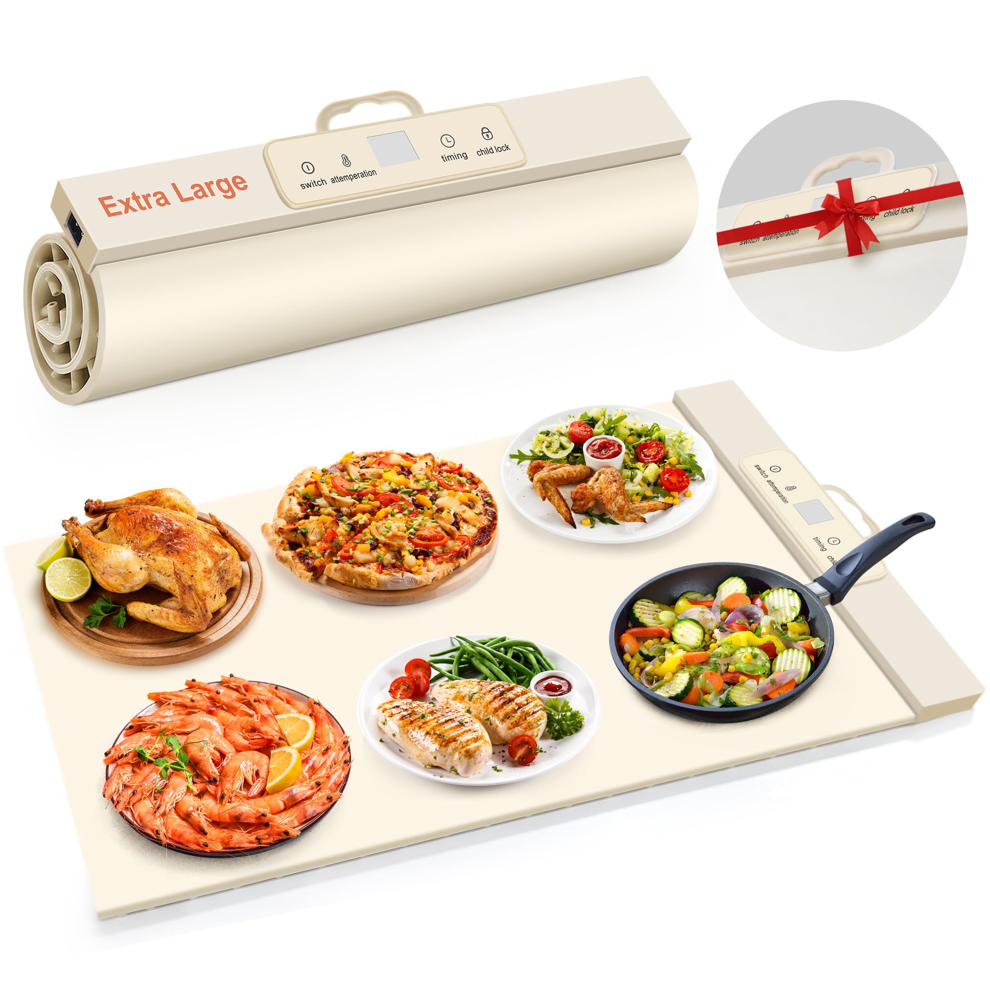 Manta calentadora Fokzucyo, manta de superficie completa para calentar varios platos.