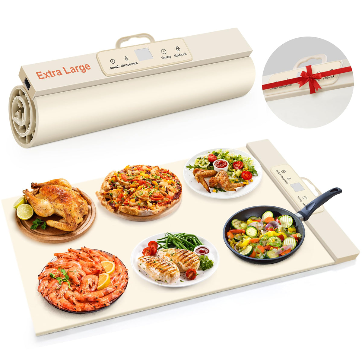 Manta calentadora Fokzucyo, manta de superficie completa para calentar varios platos.