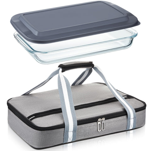 FoldTier cazuela de vidrio 9x13 con tapa, ideal para hornear y servir