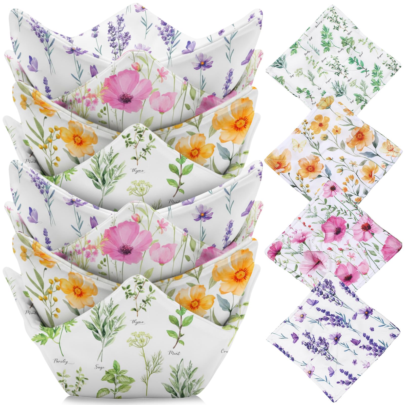 FoldTier cojín floral verde, agarre cómodo para tazones calientes