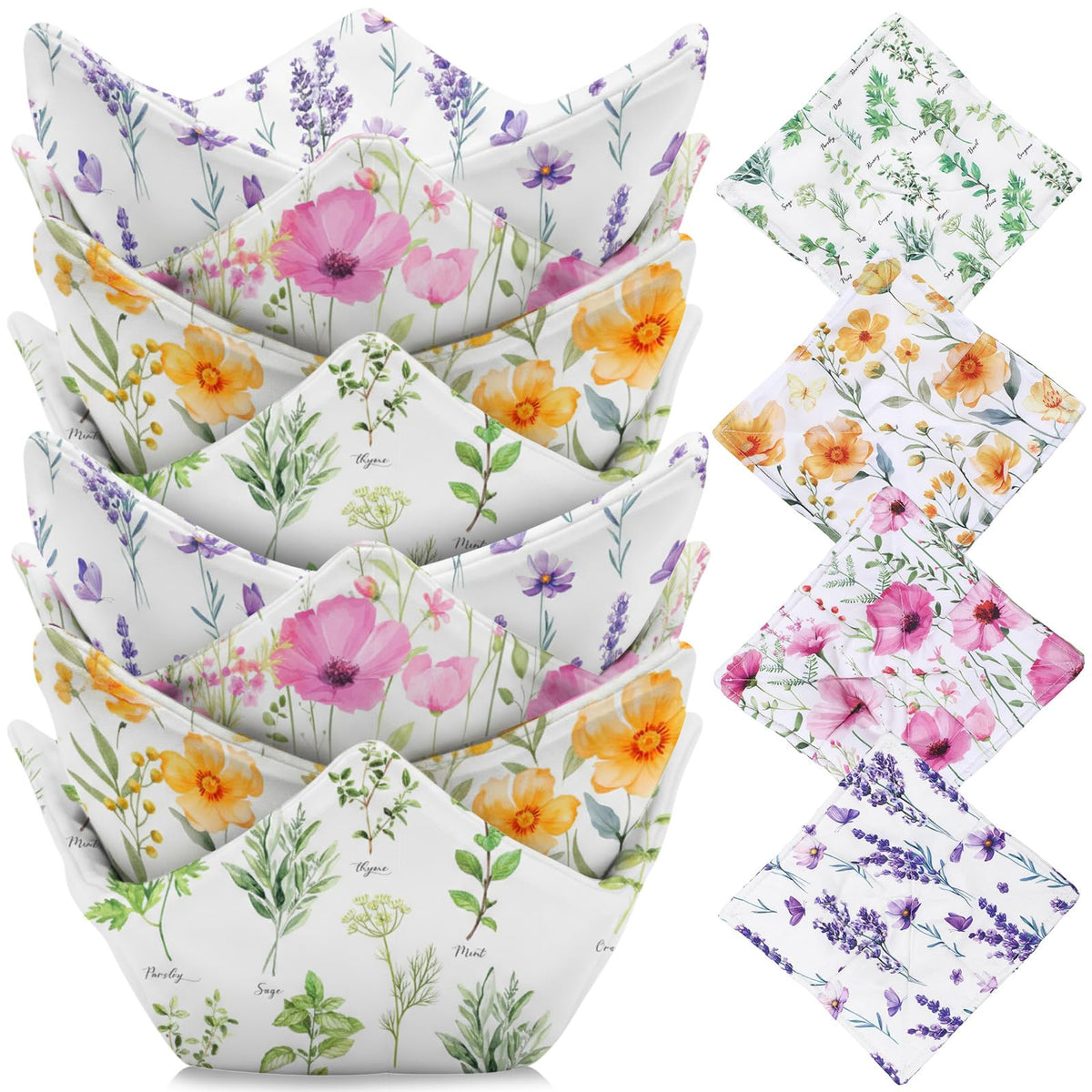 FoldTier cojín floral verde, agarre cómodo para tazones calientes