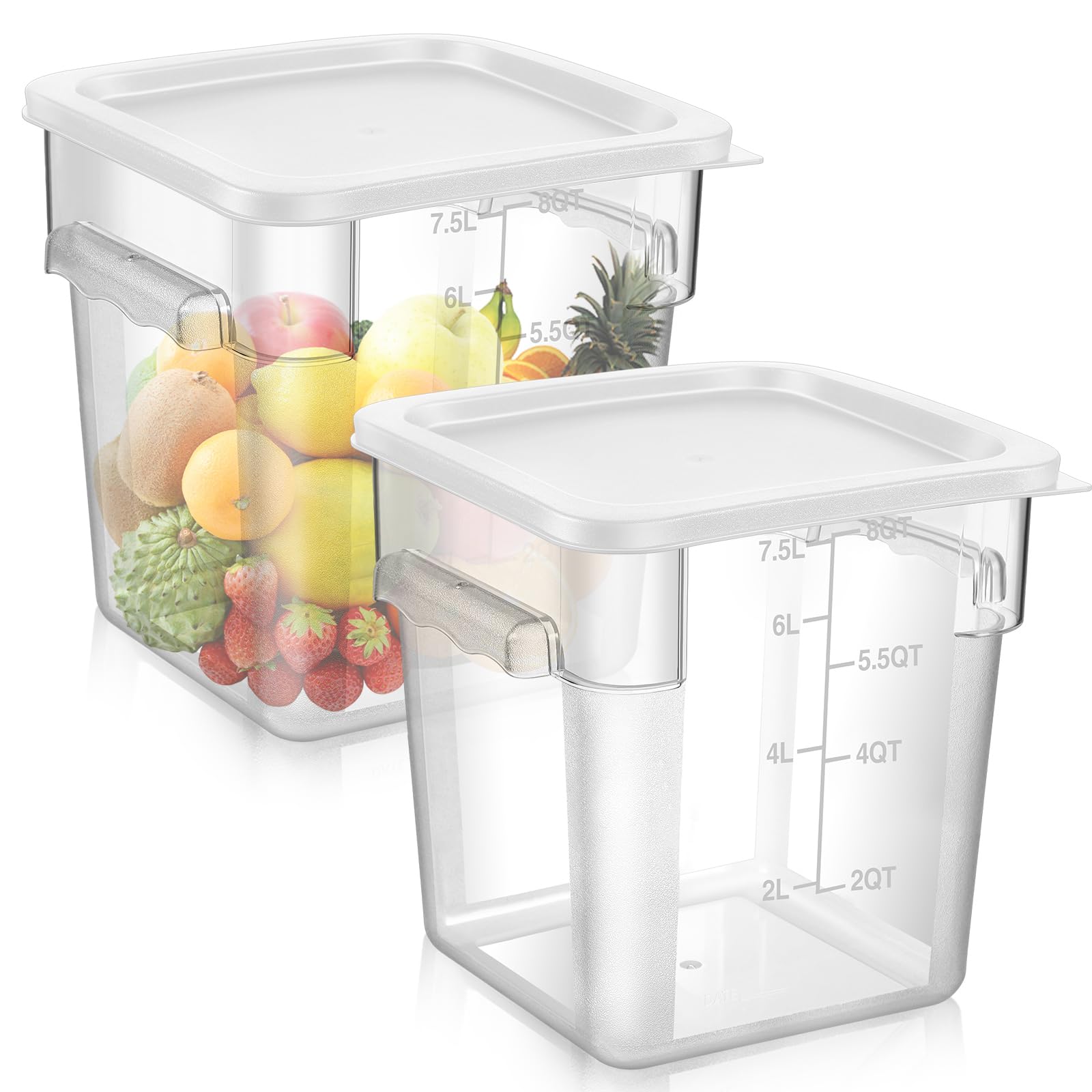 FoldTier contenedor 8qt cuadrado con tapa blanca, fácil de apilar y organizar.