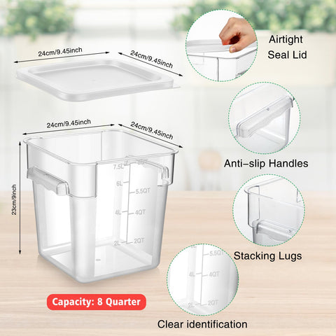 FoldTier contenedor 8qt transparente de policarbonato, ideal para ver contenidos.