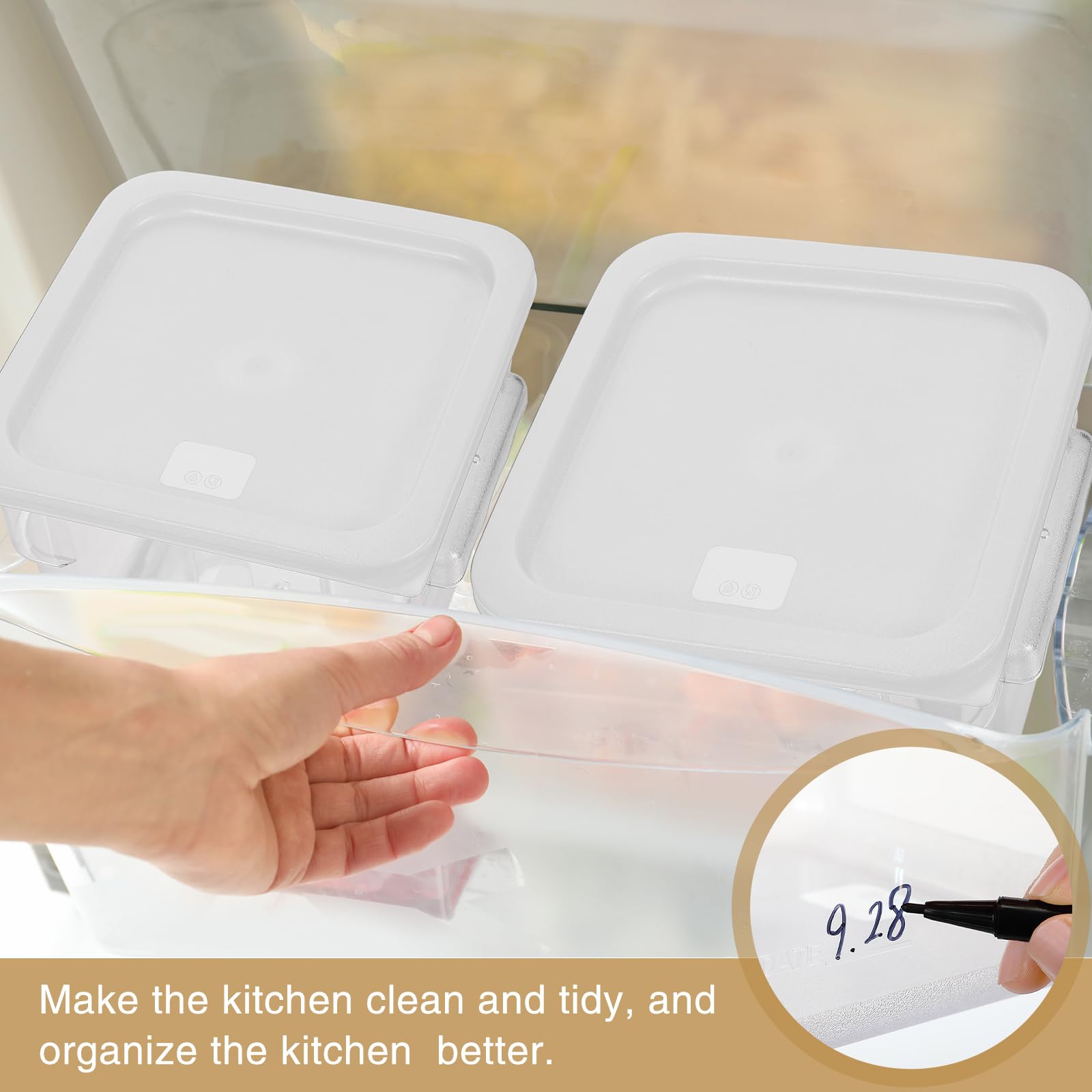 FoldTier uso versátil 8qt en cocina comercial para almacenar alimentos.