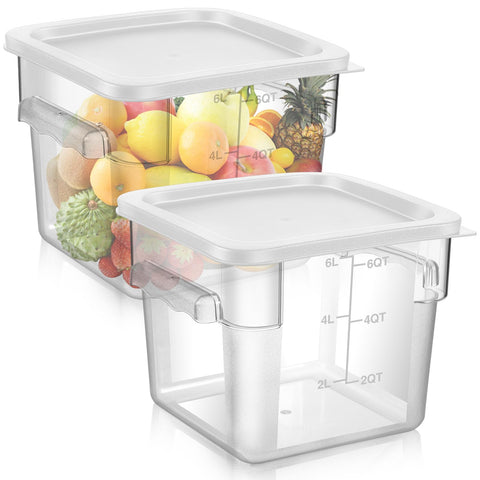 FoldTier contenedor 6qt transparente con tapa blanca, fácil vista del contenido.