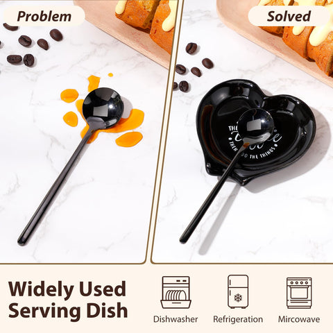 FoldTier cucharas cerámicas negras, conjunto versátil para utensilios de café.