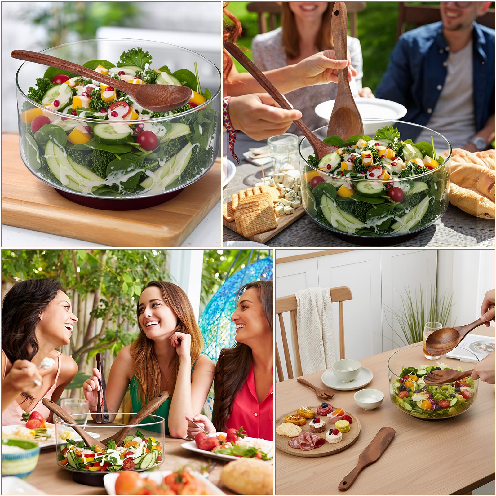 FoldTier presentación de ensaladas y frutas en la mesa.
