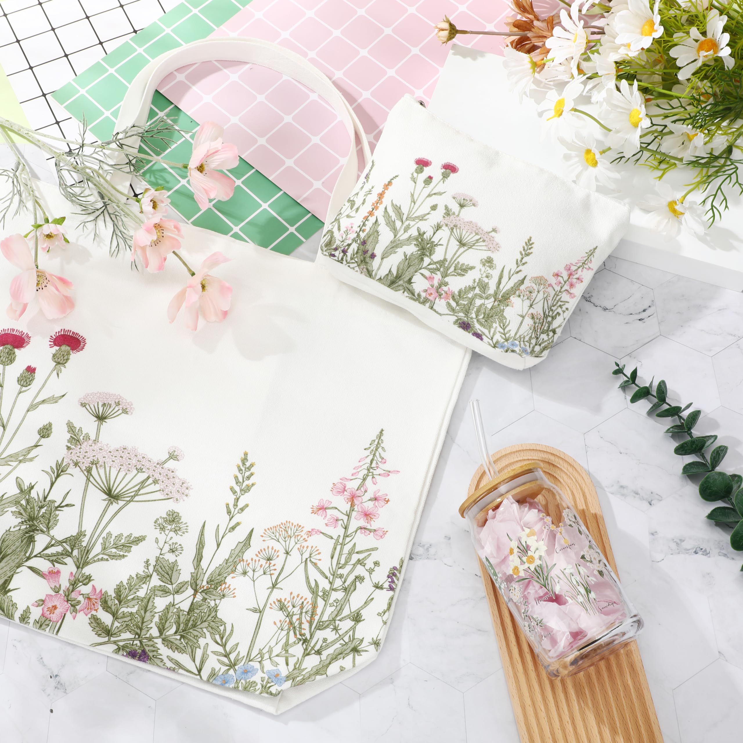 FoldTier set regalo plantas que combina taza, bolsa y neceser para amantes de las plantas.