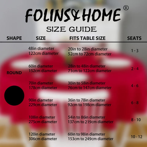 Mantel Folins&Home 90 pulgadas, lavado en frío recomendado.