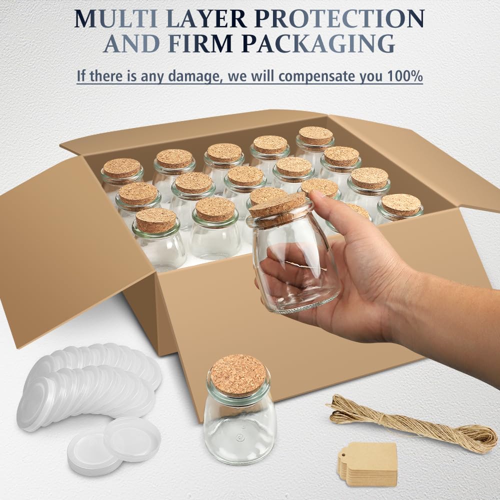 Folinstall frascos 7oz con dimensiones 2,68 x 3,7 pulgadas para planificación de almacenamiento.