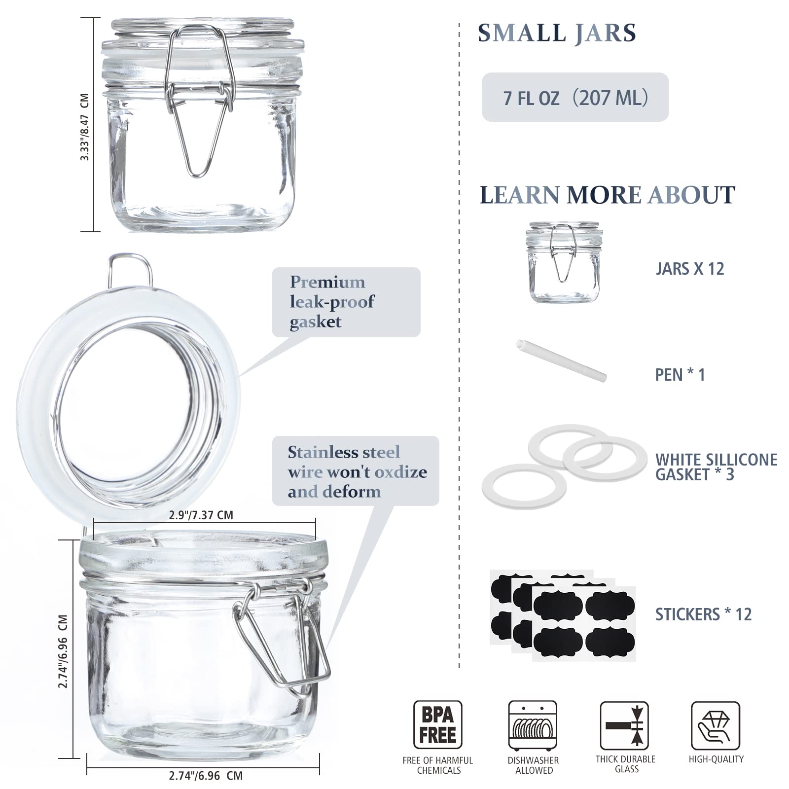 Folinstall jarras 7 oz gomas de silicona extra para sellado duradero.