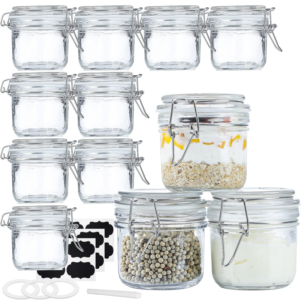 Folinstall jarras 7 oz con tapas herméticas para almacenar especias con frescura.
