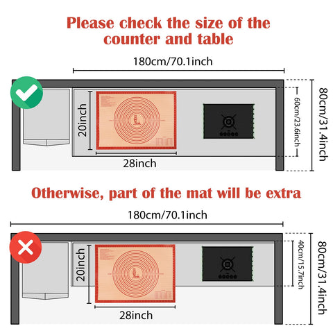 Alfombrilla para amasar masa, 28x20, silicona de alta durabilidad y seguridad.