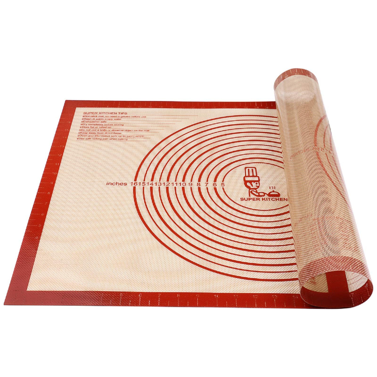 Folksy Super Kitchen: alfombrilla antideslizante para masa, 28x20, facilita rodar.