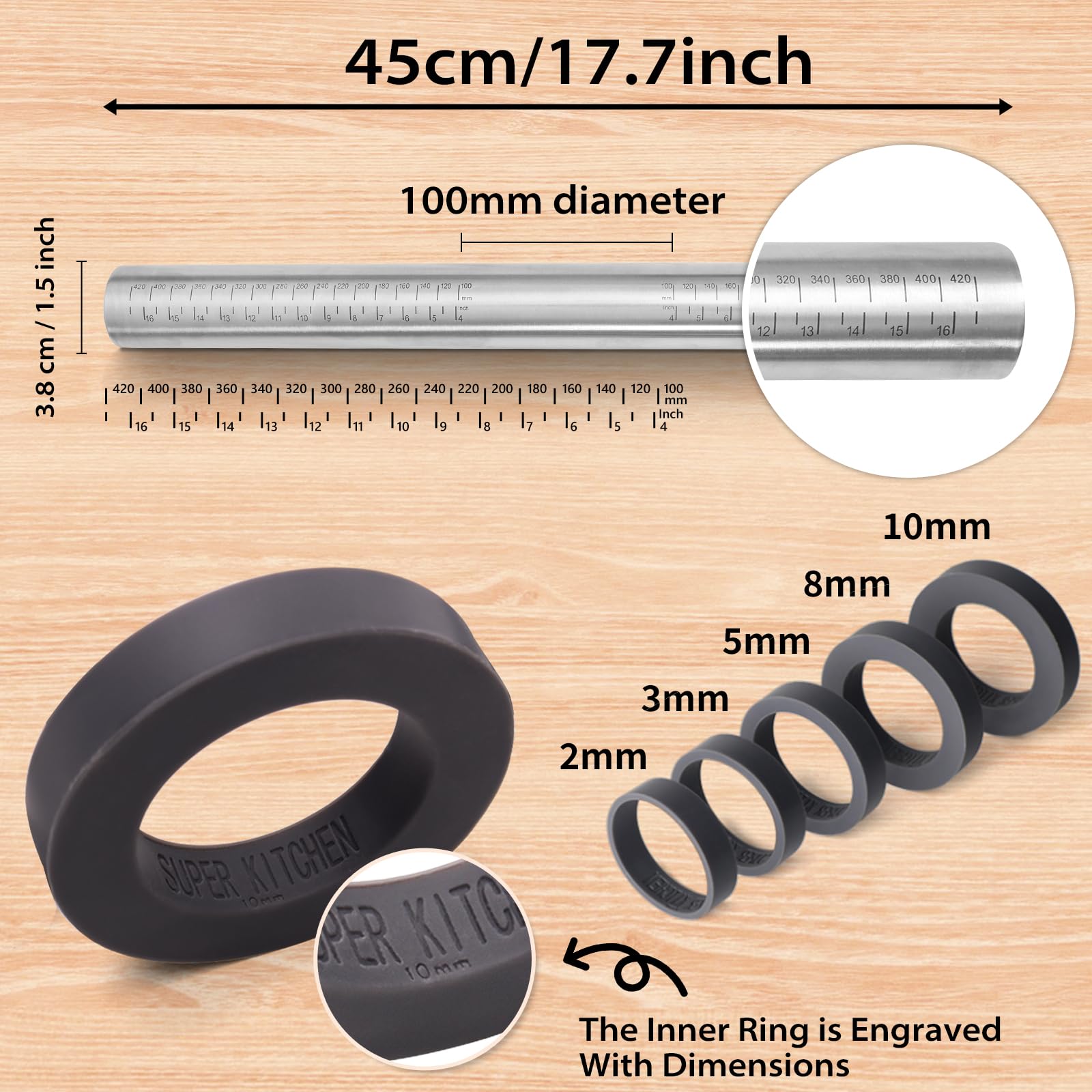 Anillos de espesor de 10 mm para espesores consistentes en masas con Folksy.