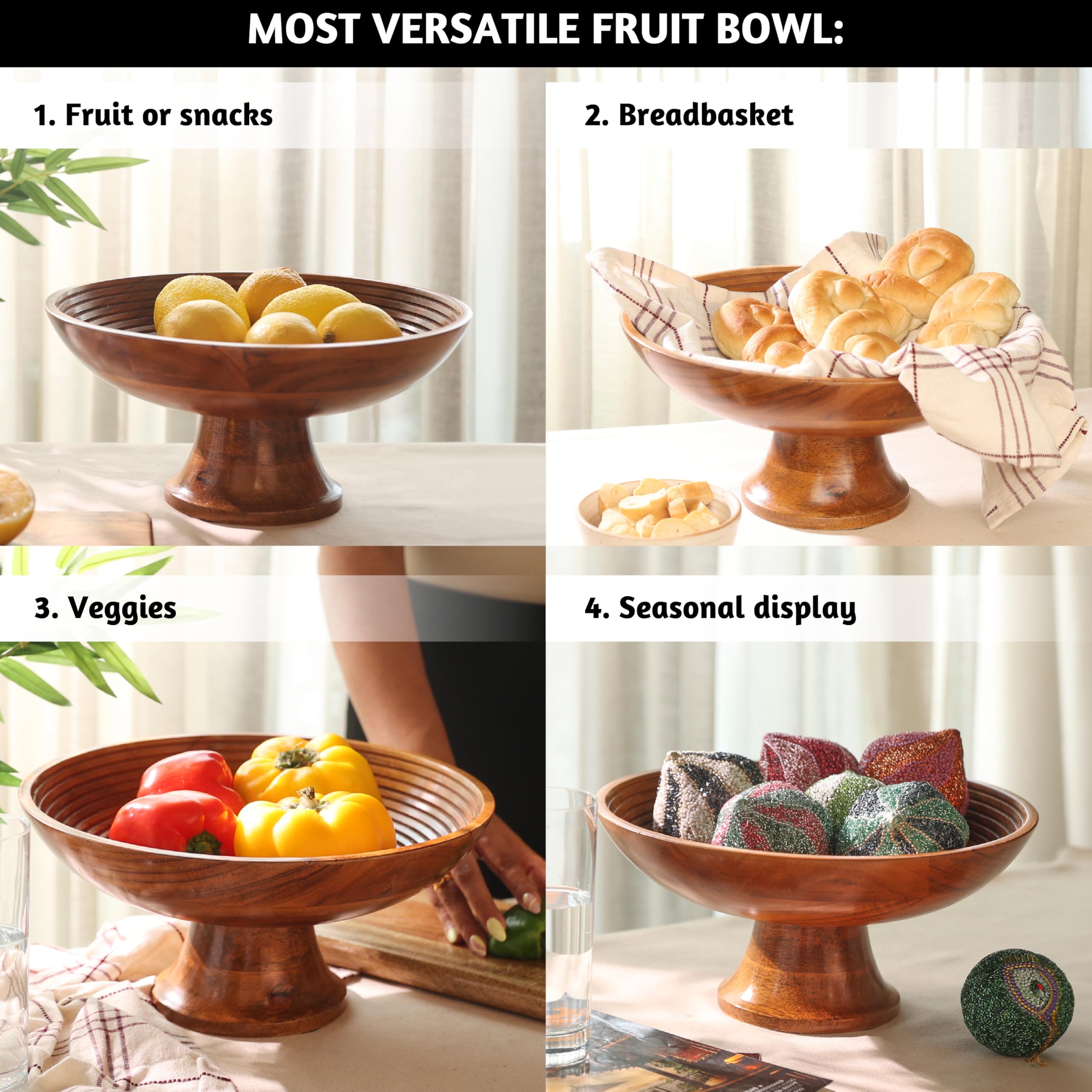Folkulture bol-fruta acacia para dulces y meriendas infantiles