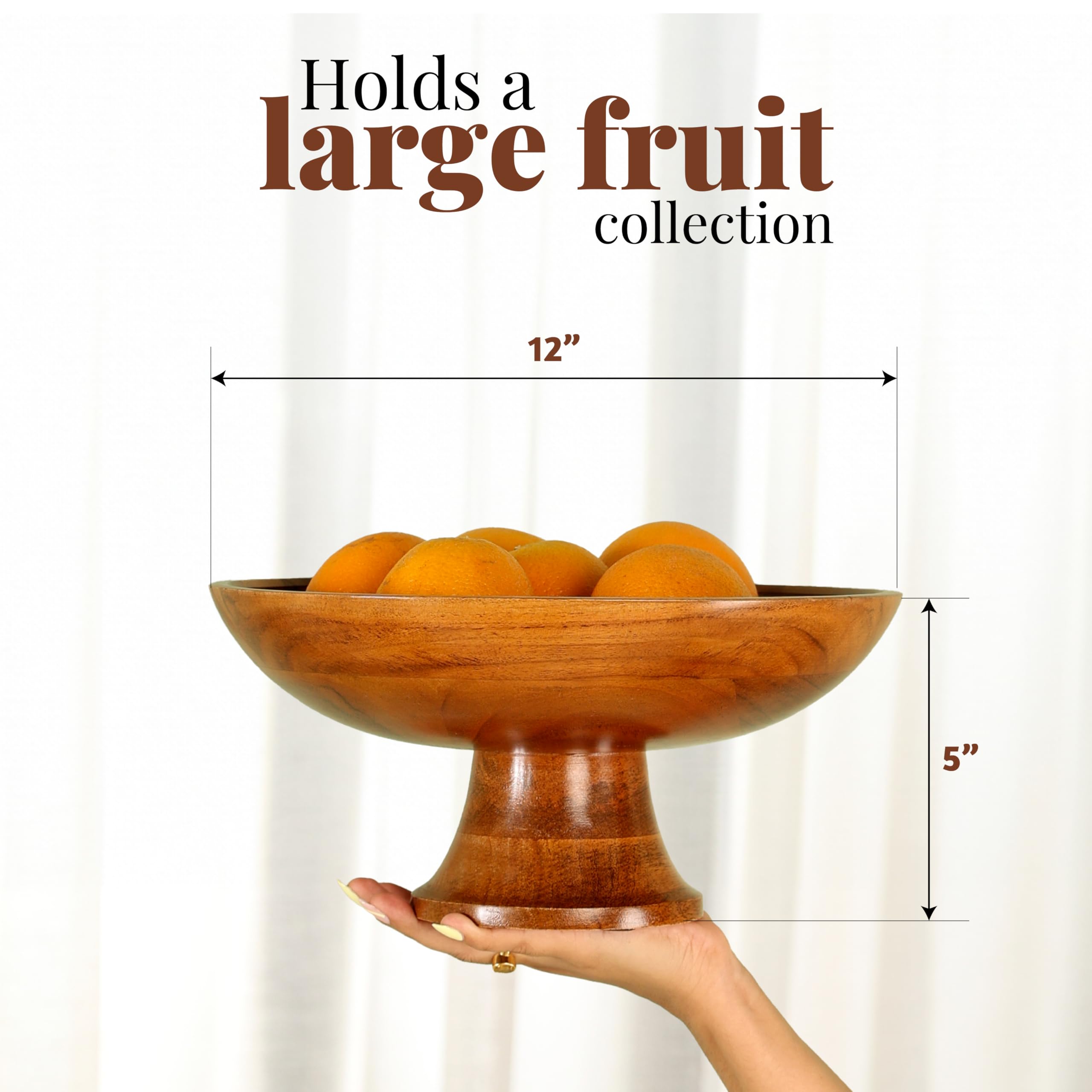 Folkulture bol-fruta acacia pedestal para presentación de frutas