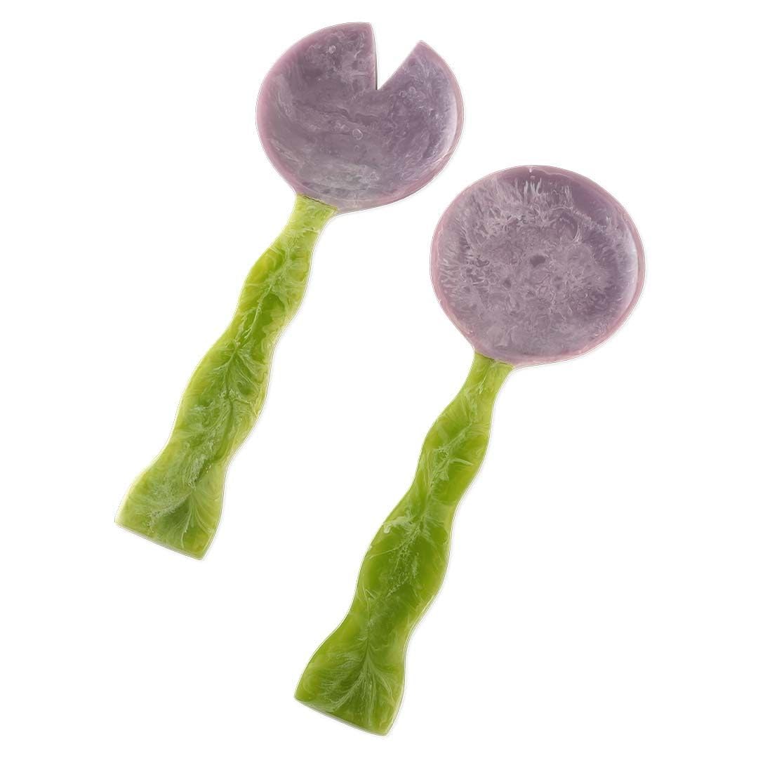 Cucharas para ensalada Folkulture de 12 pulgadas en colores vivos para servir con estilo.
