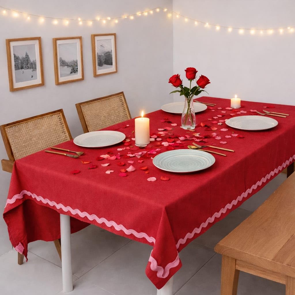 Folkulture mantel San Valentín rectangular 60x72 en rojo, ideal para cenas y protección de la mesa