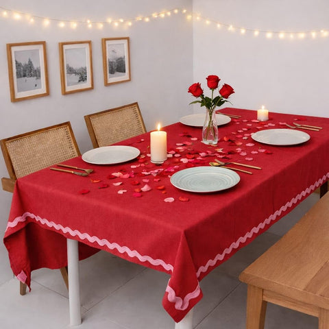 Folkulture mantel San Valentín rectangular 60x72 en rojo, ideal para cenas y protección de la mesa