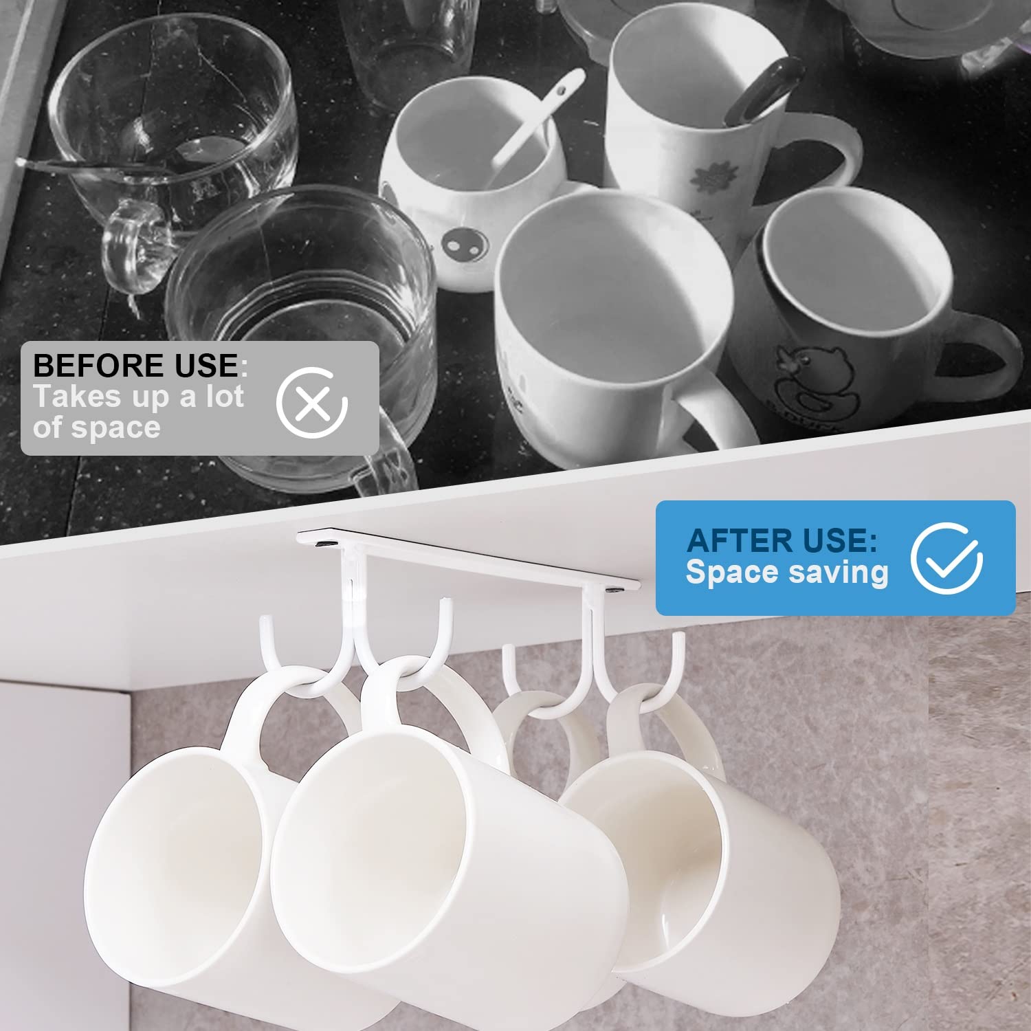 FOMANSH con tres estantes y doce ganchos para ordenar tazas