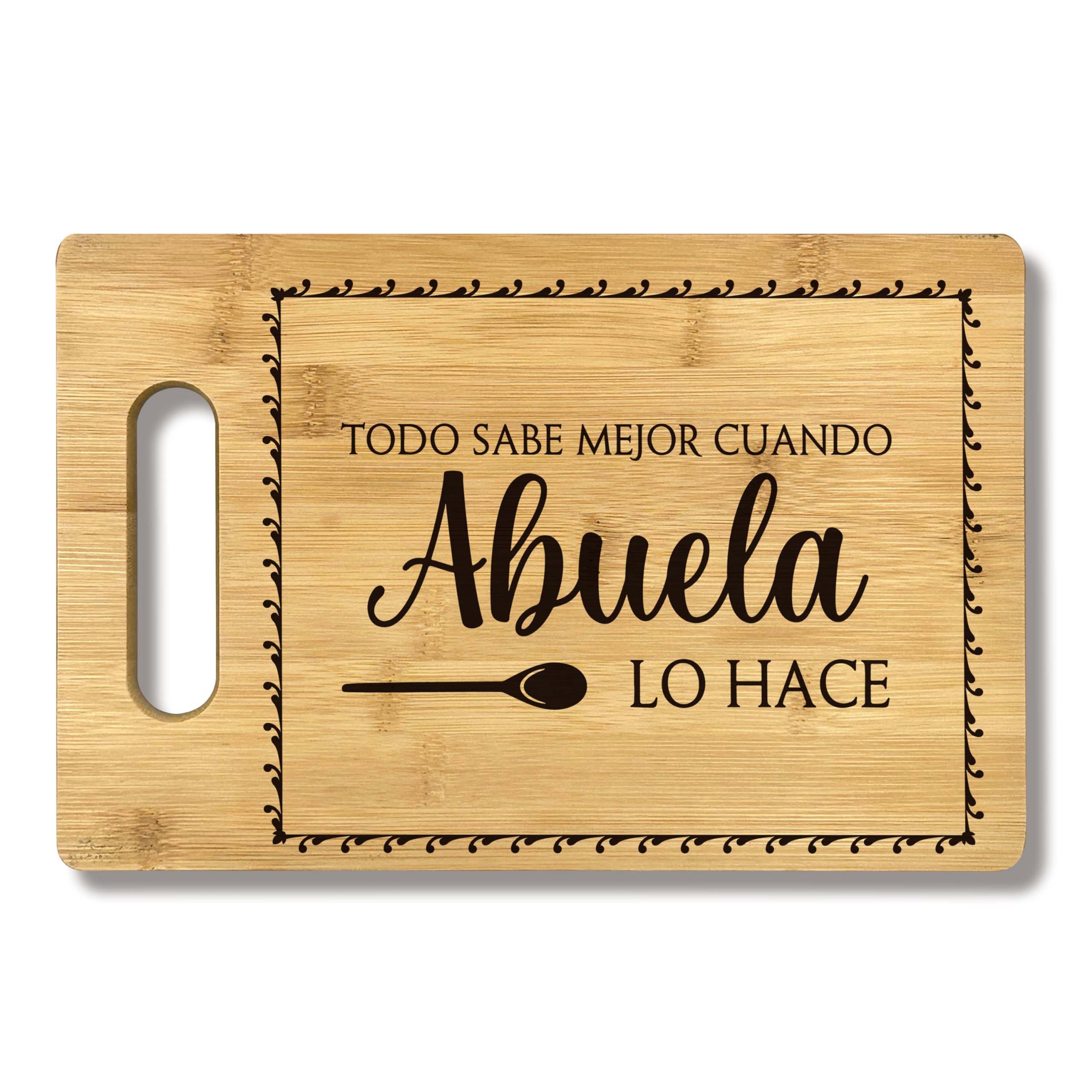 Tabla de cortar FONDCANYON Abuela decorativa en bambú, ideal para exhibir en la cocina.