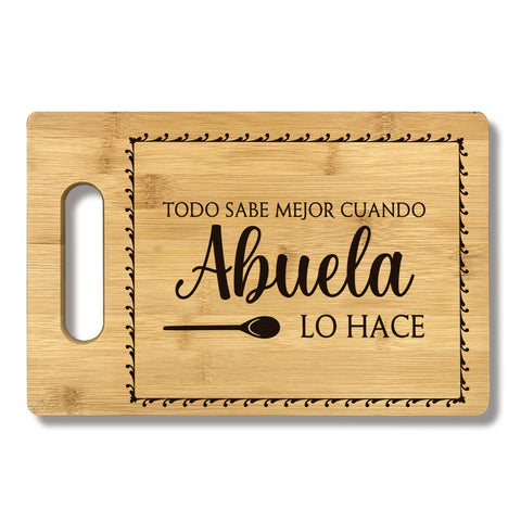 Tabla de cortar FONDCANYON Abuela decorativa en bambú, ideal para exhibir en la cocina.