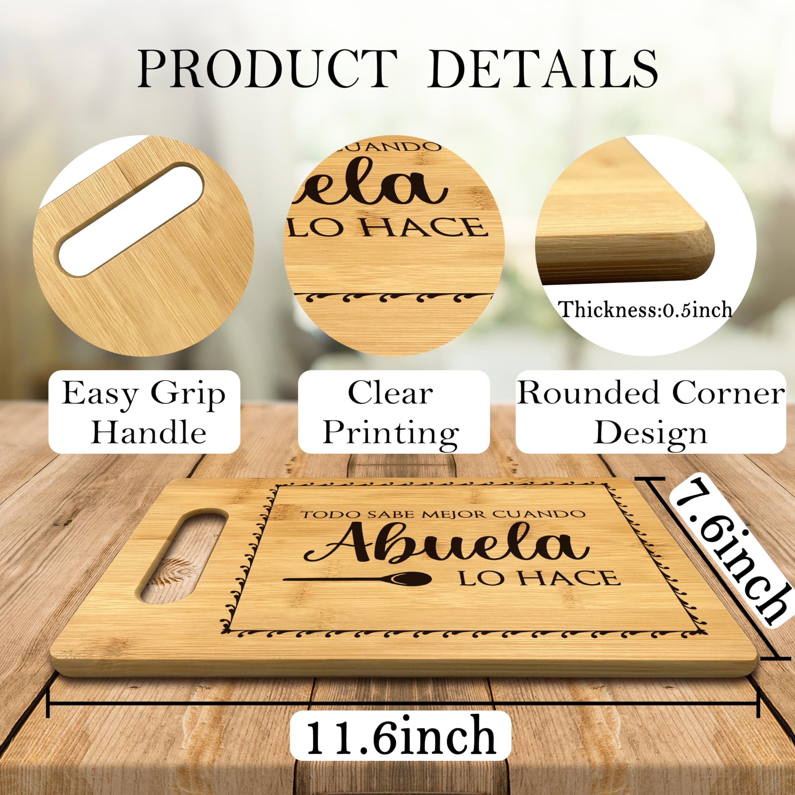 Tabla bambú FONDCANYON Abuela, dimensión 11.6x7.6 pulgadas para cocina.