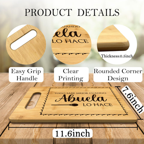 Tabla bambú FONDCANYON Abuela, dimensión 11.6x7.6 pulgadas para cocina.