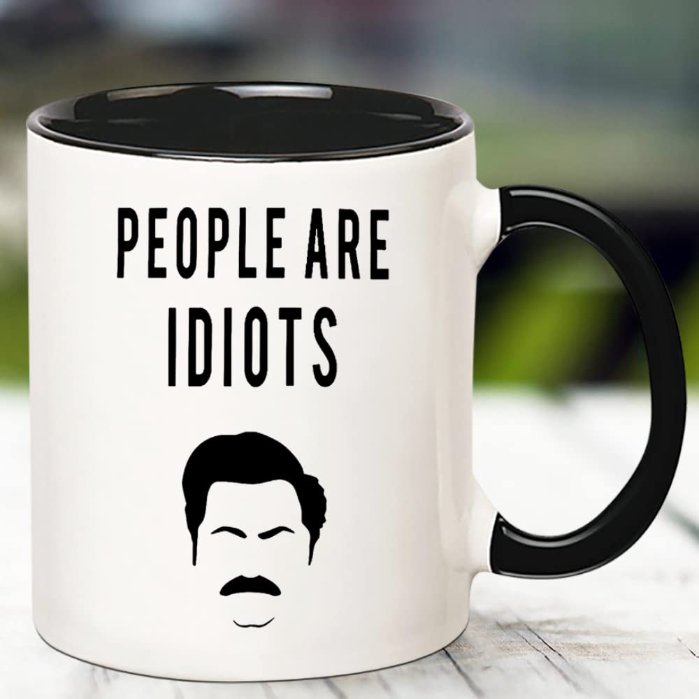 Fonhark Taza divertida Ron Swanson detalle: cerámica de alta calidad y acabado duradero