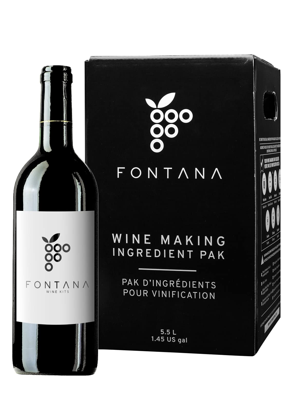 Fontana kit Pinot Noir: ingredientes de alta calidad para vino artesanal en casa.
