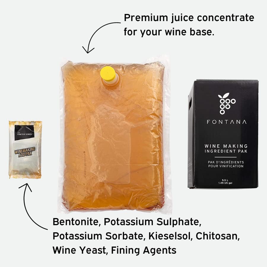 Fontana Pinot Grigio Kit: opción de regalo ideal para aficionados a la elaboración artesanal.