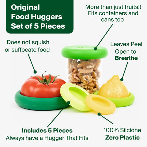 Food Huggers almacenamiento frutas verduras: organización reutilizable para tu refrigerador