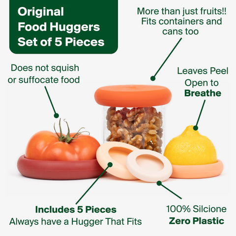 Food Huggers protege trozos de pepino con silicona reutilizable y durable.
