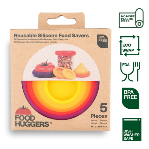Food Huggers: silicona duradera para sellos herméticos y reutilizables.