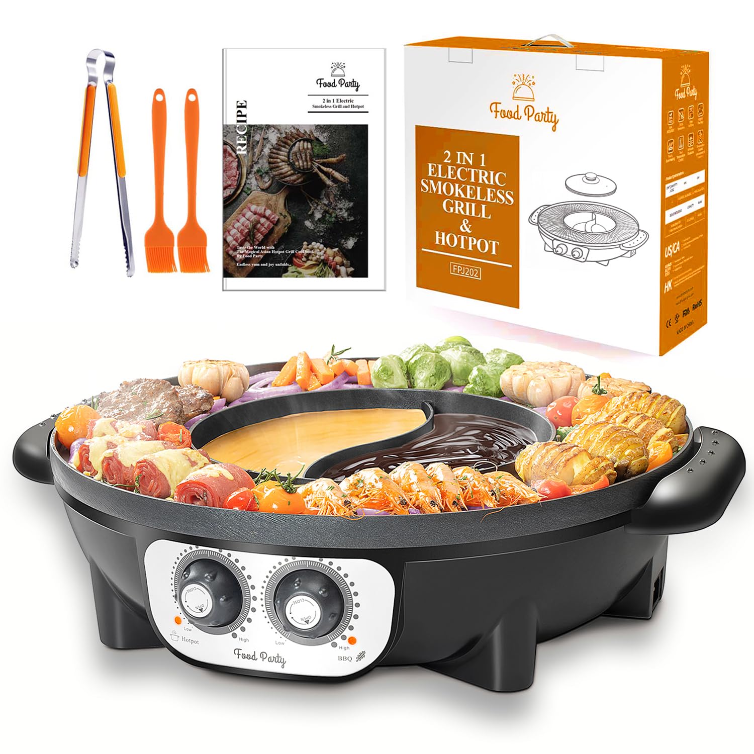 Food Party Hot Pot Grill 2 en 1, frente: cocina social para reuniones familiares