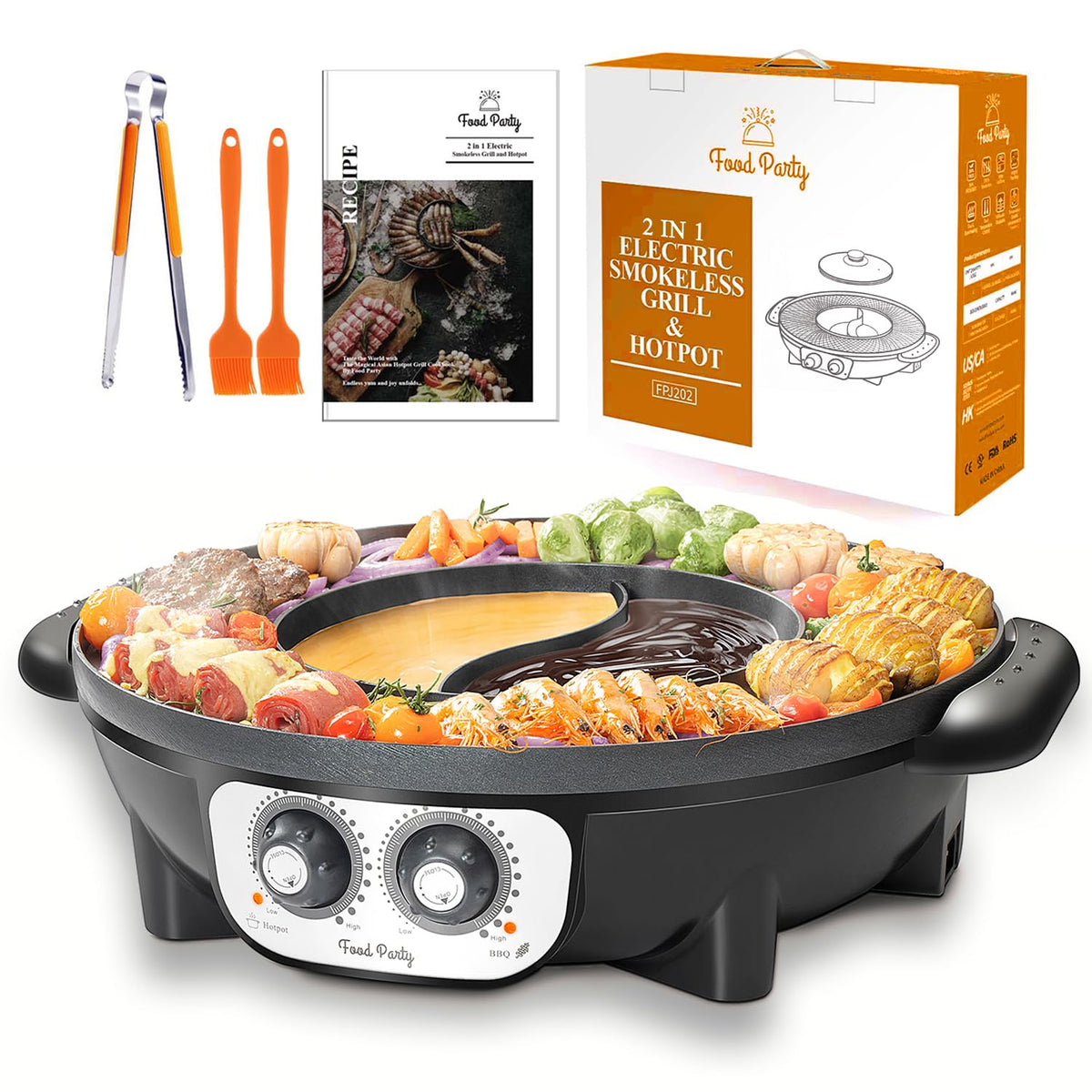 Food Party Hot Pot Grill 2 en 1, frente: cocina social para reuniones familiares