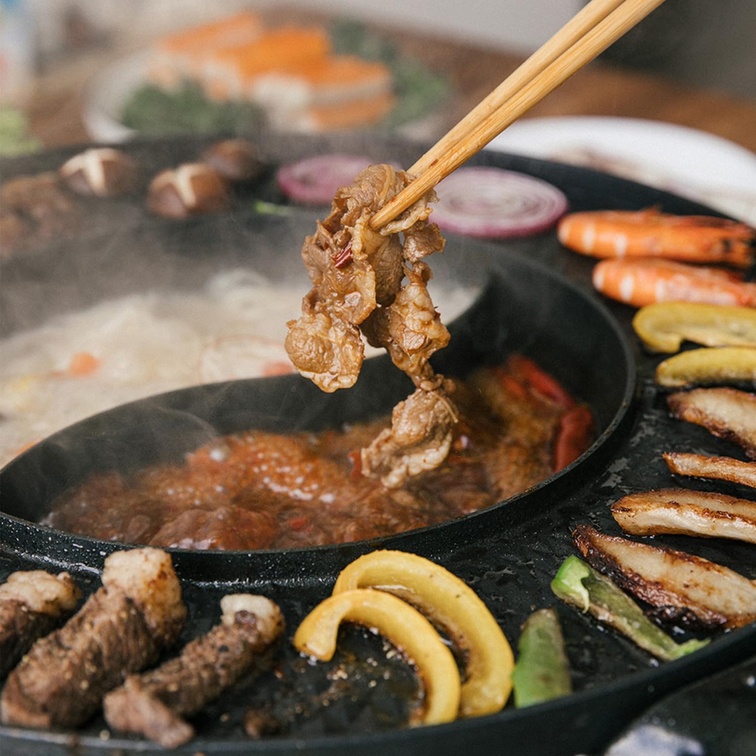 Food Party Hot Pot Grill 2 en 1, libro de recetas de lujo incluido: inspiración para cada comida