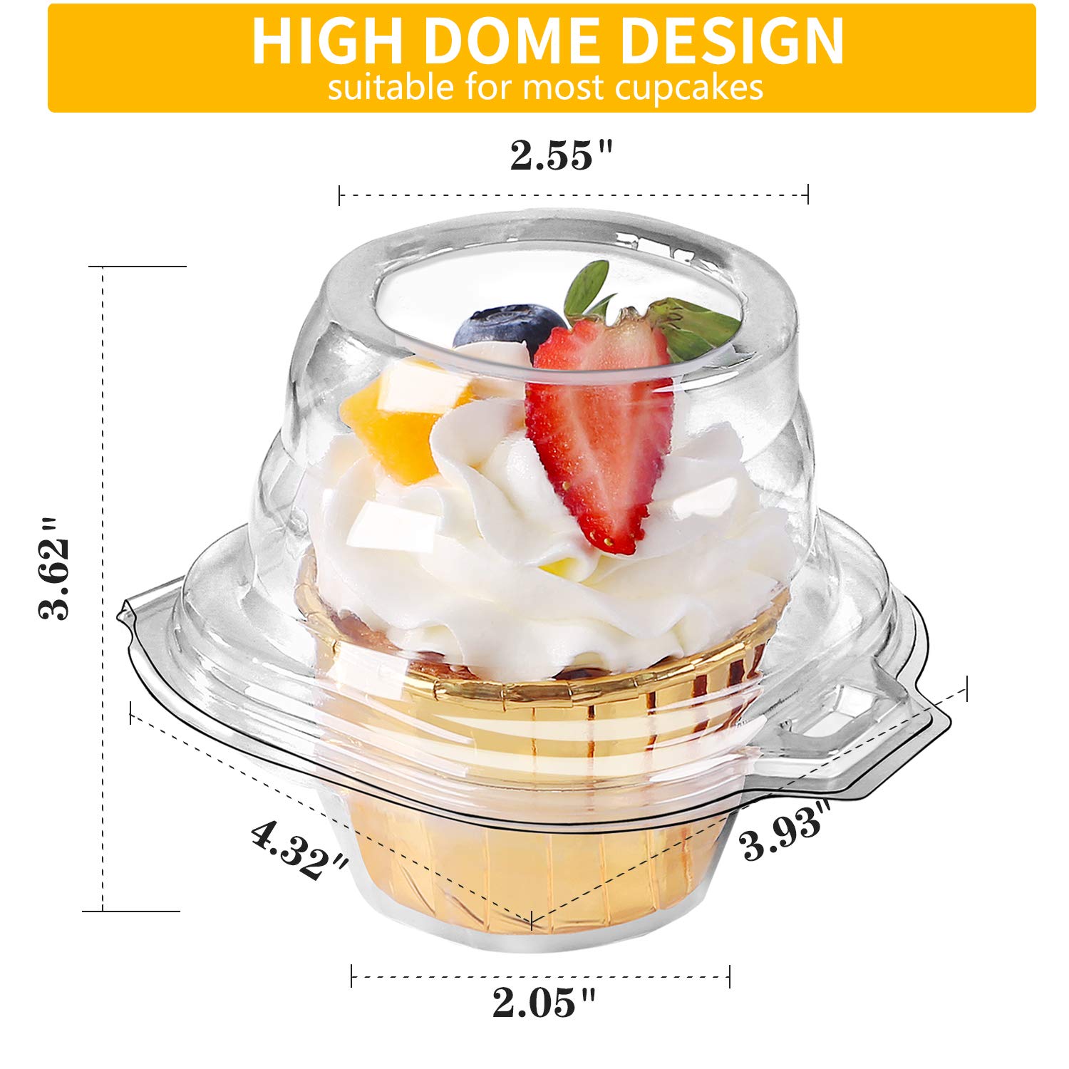 FoodieJoy caja cupcake transparente y apilable para regalos elegantes