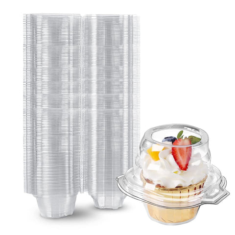 FoodieJoy contenedor cupcake individual con domo profundo para exhibir pasteles decorados