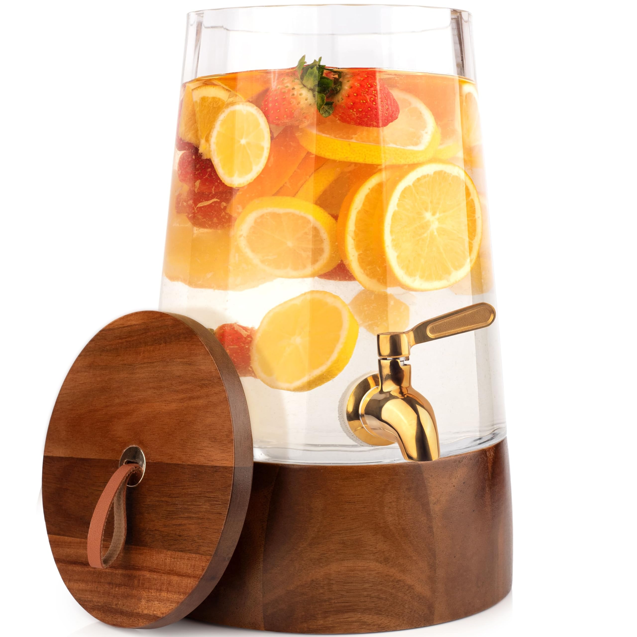 FOODLE Dispensador de vidrio con grifo, ideal para servir agua sin goteos