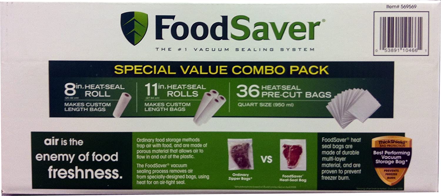 FoodSaver bolsas pre-cortadas 1 cuarto para almacenamiento rápido