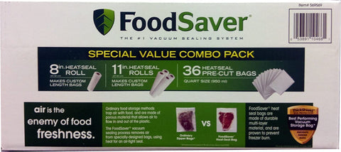 FoodSaver bolsas pre-cortadas 1 cuarto para almacenamiento rápido