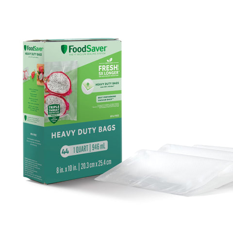 FoodSaver bolsas de vacío de alta durabilidad para cuartos, protección prolongada de alimentos.